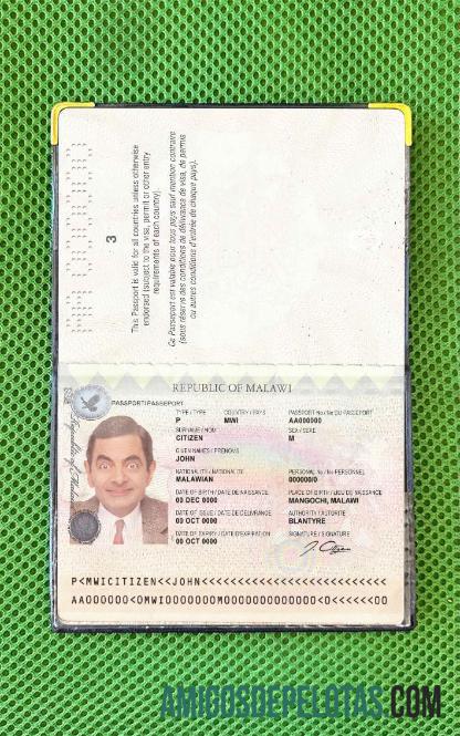 Foto do passaporte do Malawi amostra